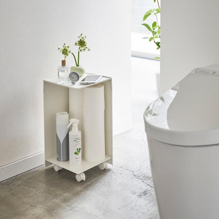 Actual product image Yamazaki Toilet roll storage with rolls TOWER