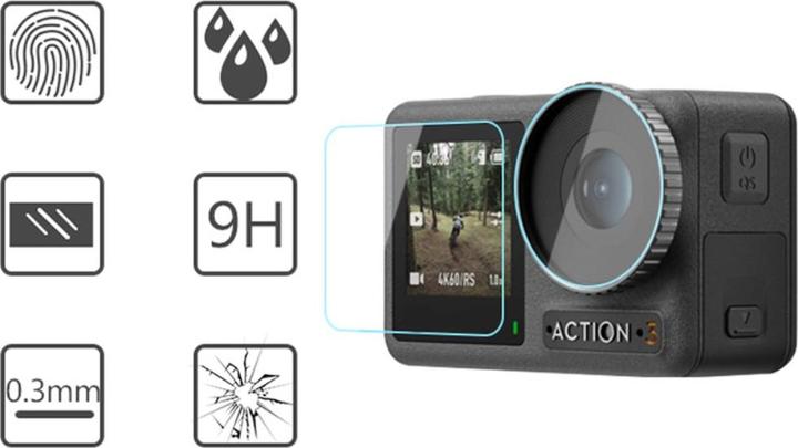 Actual product image Ueli Express 8 in 1 DJI Osmo Action Display und Linsen Panzerglas mit Objektivschutz (Osmo Action 3, Osmo Action 4)