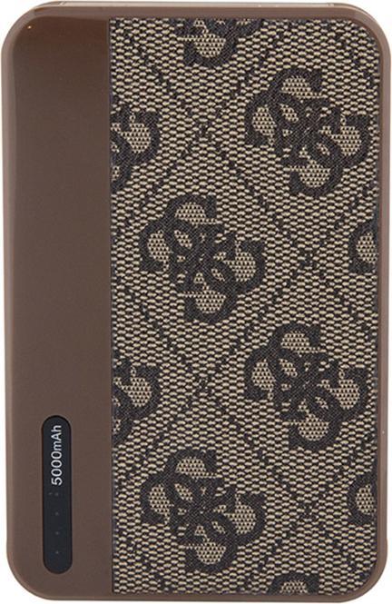 Produktbild Guess Powerbank 15W GUPB5LP4GEGW 5000mAh brązowy/brown 4G Leather Metal Logo (5000 mAh, 15 W)