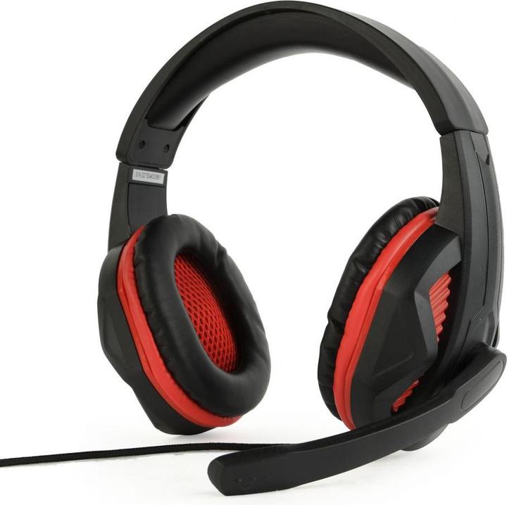 Actual product image Gembird GHS-03 Gaming headset with volume control, matte black/red (Cable)