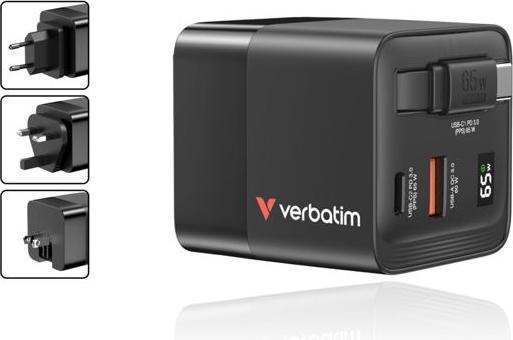 Productafbeelding Verbatim GaN Oplader 65W Intrekbare Kabel (65 W)