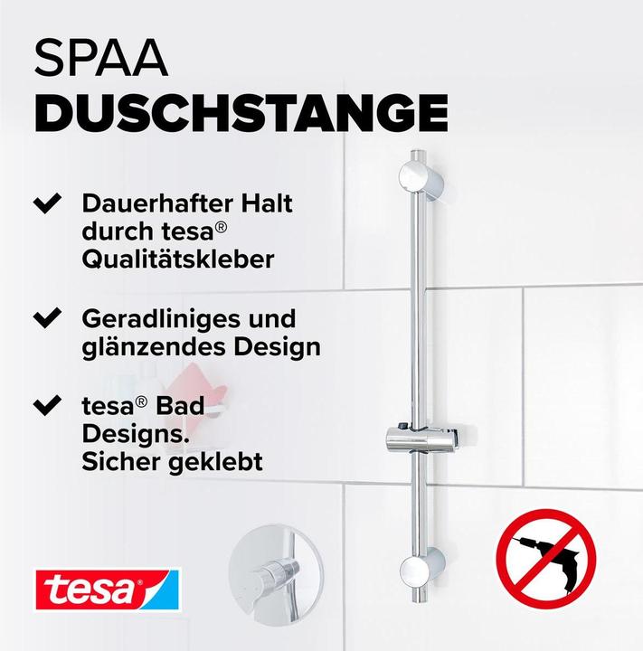 Actual product image tesa SPAA shower rail incl. adhesive solution without drilling