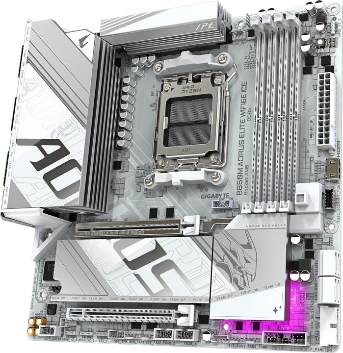 Image du produit Gigabyte B850M AORUS Elite WIFI6E ICE (AM5, AMD B850, mATX)