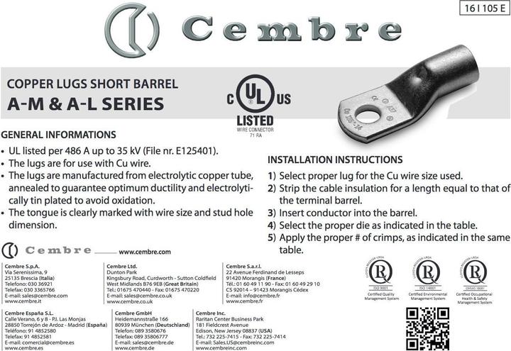 Actual product image Kalitec 120 crimp connector range box box tubular cable lug set uninsulated 4-16mm² I Industrial quality