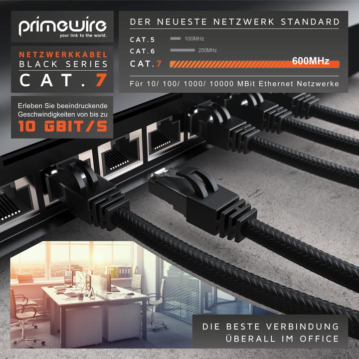 Actual product image Primewire Network cable CAT.7, RJ-45, Ethernet, patch cable CAT 7, cotton jacket, Gigabit LAN cable (S/FTP, CAT7, 15 m)