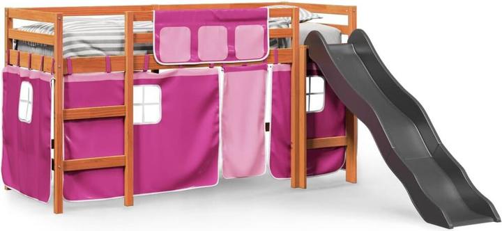 Image du produit VidaXL Lit superposé pour enfant avec rideaux Rose (80 x 200 cm)