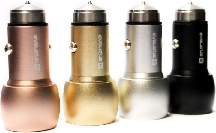 Produktbild Evelatus Car Charger ECC01 2USB port 3.1A with stainless steel escape tool