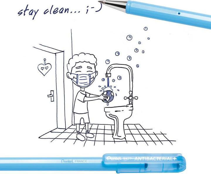 Produktbild Pentel Kugelschreiber Antibacterial+ (Blau, 1 x)