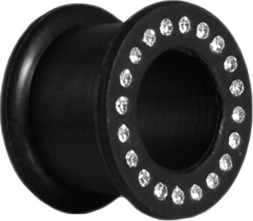 Image du produit Star Piercing Flesh Tunnel schwarz mit Kristall silber (SiliconeSans laiton, Acier chirurgical 316L)