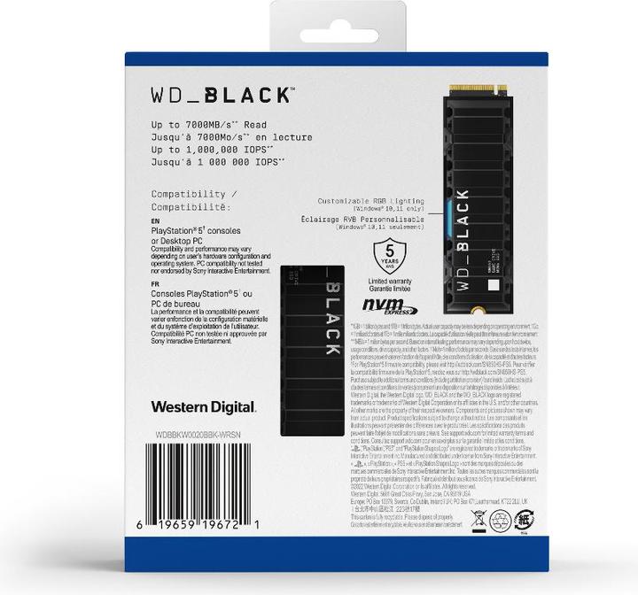 Produktbild WD Black SN850 mit Heatsink für PS5 (2000 GB, M.2 2280)