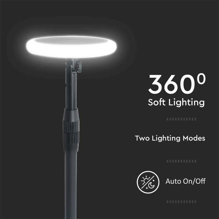 Actual product image V-TAC VT948 8W LEDSolarGardenLight White and Black Body 4000K (500 lm, IP65)