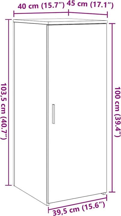 Produktbild VidaXL Lagerschrank Weiss 40x45x103,5 cm Holzwerkstoff Schrank Aktenschrank