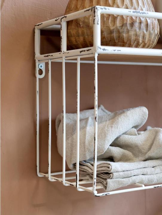 Actual product image Chic Antique Wall shelf with hooks 24 x 58 x 18 cm, white (58 x 18 x 24 cm)