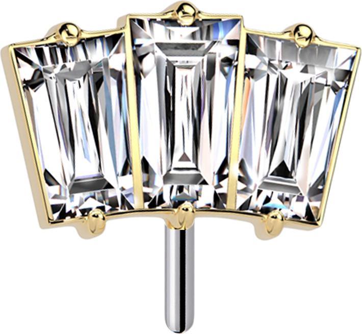 Immagine prodotto Star Piercing Threadless vergoldet drei Baguette Kristalle silber (senza ottone, Titanio G23)