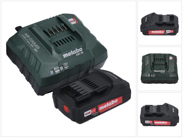 Metabo Basic Set 1x Li-Power Akkupack 18 V 2,0 Ah CAS Li-Ion Akku ( 625596000 ) + ASC 55 LadegerÃ¤t (18 V)