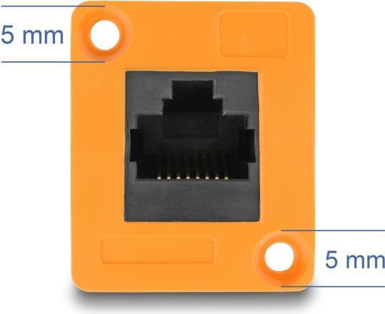 Image du produit Delock Module de type D RJ45 femelle à femelle coudé à 90° orange (U/UTP, 0.03 m)