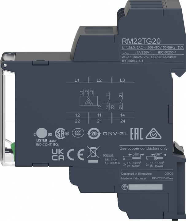 Produktbild Schneider Electric 3 PHASE CONTROL RELAY RM22-TG - RANGE 18
