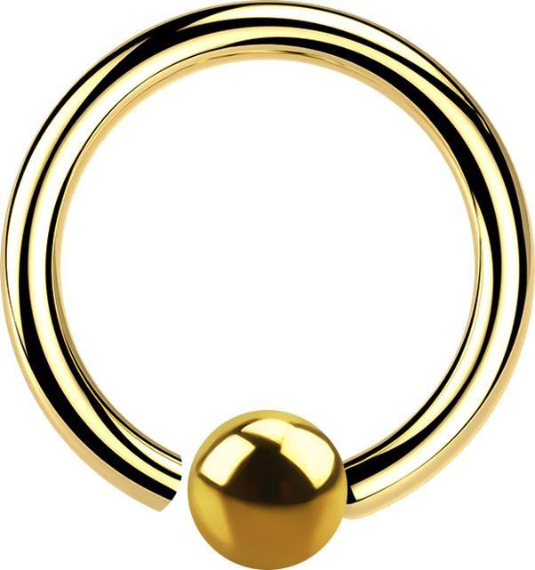 Produktbild Star Piercing Micro Closure Ring vergoldet mit Kugel einseitig fixiert (ohne Messing, Chirurgenstahl 316L)