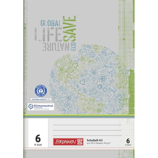 Produktbild Schulheft Recycling Lineatur 6 blanko ohne Rand (A5, Liniert)