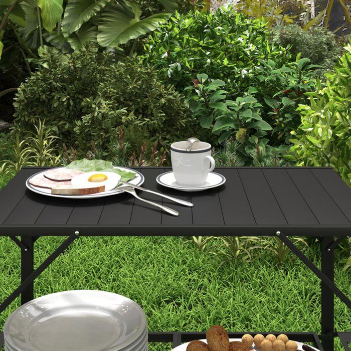 Produktbild Swisshandel24 Campingtisch Picknicktisch Outdoor-Küchenschrank, klappbar, wetterbeständig, 126cmx44cmx80cm, Schwar