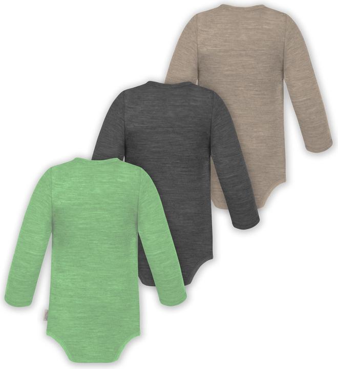Produktbild Normani 3er Pack Baby Merino Langarm Wickelbody für Junge und Mädchen - 9355 (68)