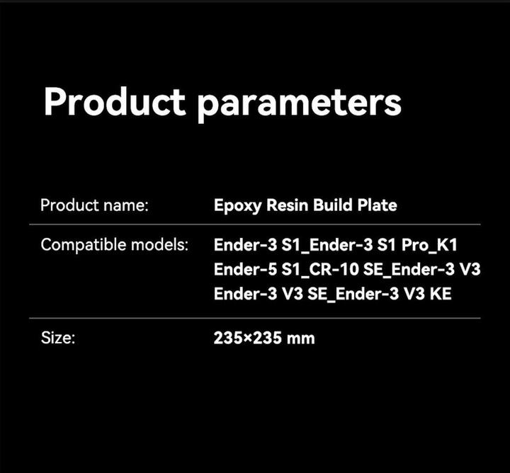 Actual product image Creality Printing platform Epoxy resin print plate 235 x 235 mm