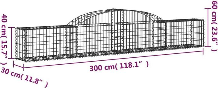 Produktbild VidaXL Gabionen mit Hochbogen 8 Stk. 300x30x40/60 cm Verzinktes Eisen
