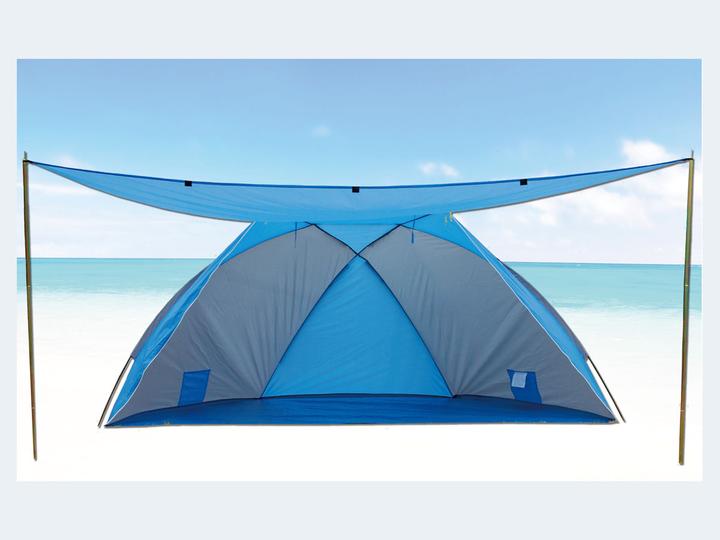 Rix Beach shell 46254 with additional sun canopy and UV protection - 270 x 120 x 120 cm (beach tent, 3 persons)