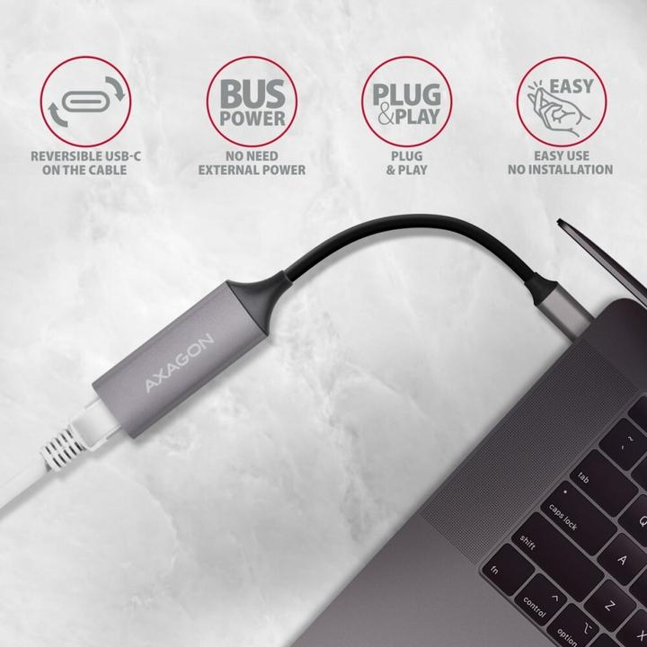 Produktbild Axagon ADE-TRC Gigabit Ethernet 10/100/1000 Adapter - USB 3.1 Typ C, Titangrau (USB 3.1, RJ45 (1x))