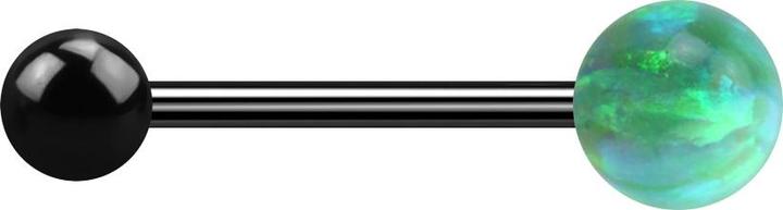 Star Piercing Micro Barbell schwarz mit Kugel und Kugel Opal grün (ohne Messing, Chirurgenstahl 316L)