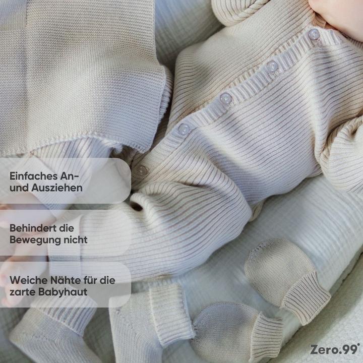 Actual product image Zero.99 Newborn Set 5 pcs. - Blanket, Buttoned Sleepsuit, Scratch Mitts, Booties, Hat, Warm Beige (50, 56, 62, 68)