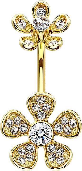 Star Piercing Banane Innengewinde 14k vergoldet doppel Blume (Chirurgenstahl 316L, Messing)