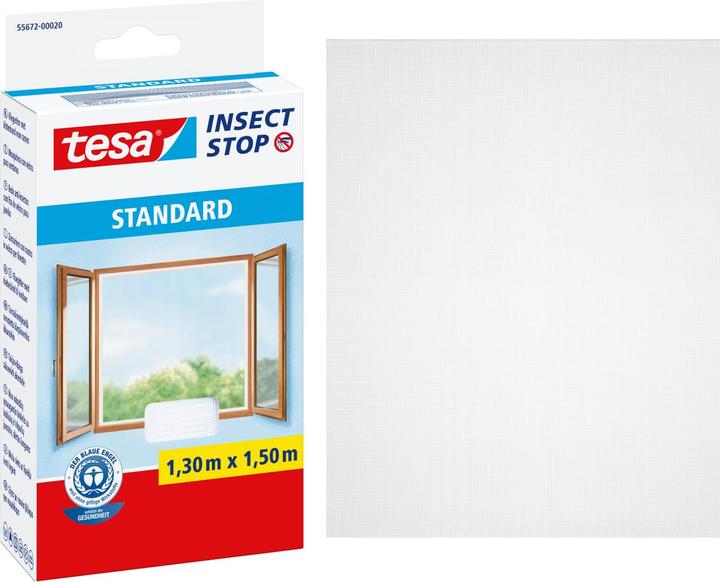 tesa Insektenschutz STANDARD für Fenster, mit Klettband, ohne Bohren (130 x 150 cm)