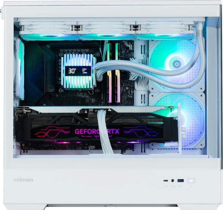 Actual product image Zalman GHE P30 V2 micro-ATX case Tempered Glass Panoramic View - White (mATX)