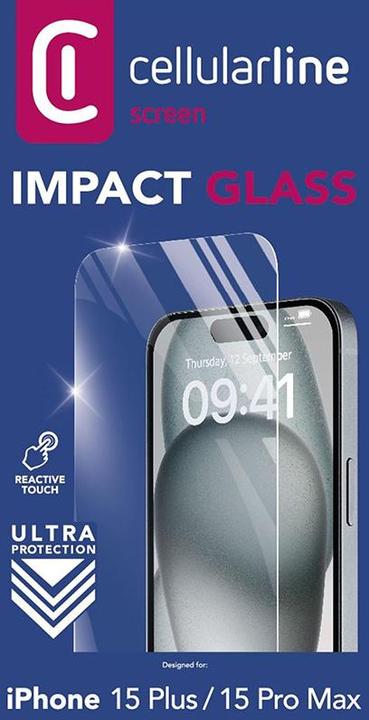 Image du produit Cellularline Impact Glass (1 pièce(s), Apple iPhone 15 Plus, Apple iPhone 15 Pro Max)
