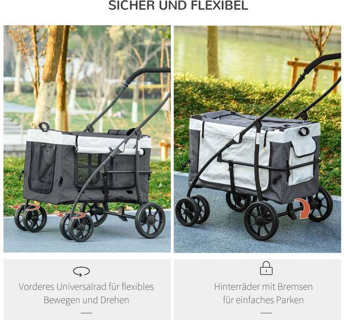 Image du produit Swisshandel24 2-in-1 Hundebuggy, Haustierwagen mit abnehmbarem Korb (Chien, Pliable)