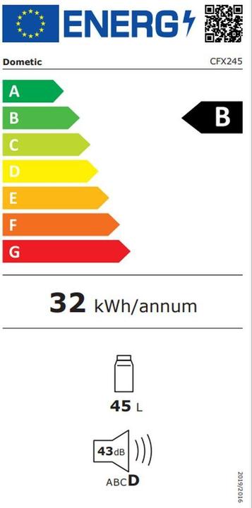 Energie-Label Dometic CFX2 45 AC/DC, EU Version (45 l)