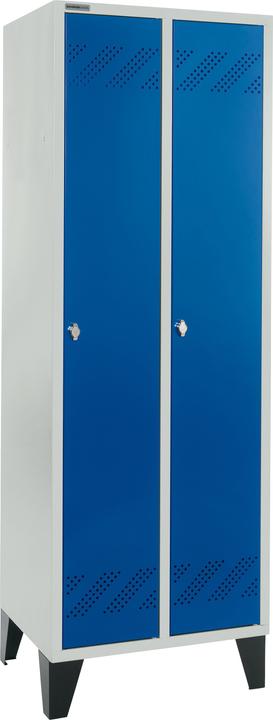 Produktbild Schäfer Shop Garderobenspind, 2 Abteile, m. Drehriegel- o. Zylinderschloss, m. Fuss o. Sockel (63 cm, 185 cm)
