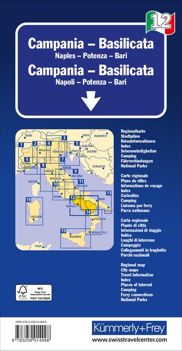 Actual product image Campania - Basilicata No. 12 Regional Map Italy 1:200 000
