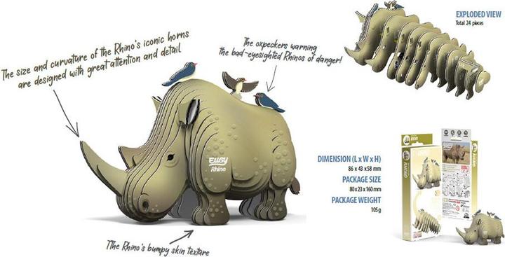 Immagine prodotto Eugy Rinoceronte - 3D Kit modello di figure in cartone