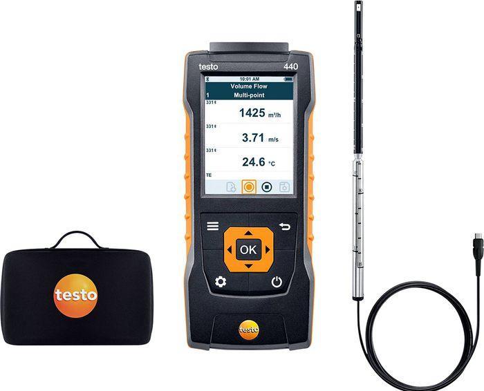 Immagine prodotto Testo 440 Anemometro +1370 (Temperatura-TC) °C, +150 (Temperatura-NTC) °C temp. max. vari parametri di