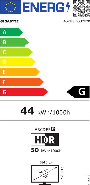 Energy Label Gigabyte Aorus FO32U2P (3840 x 2160 Pixels, 31.50")