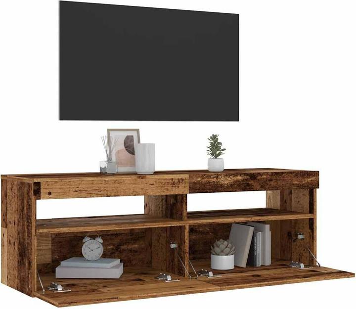 Produktbild VidaXL TV Schrank Lowboard Fernsehschrank Fernsehtisch mit LED Altholz-Optik (120 x 35 x 40 cm)