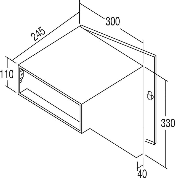 Actual product image Renz Slanted mailbox,300x330x245 mm,wall thickness 265 mm,galvanised steel