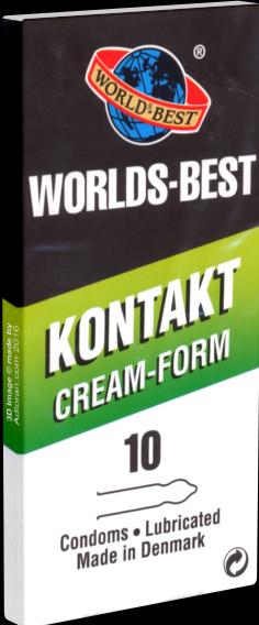World`s Best Worlds Best "Contact Cream Form" 10 anatomically shaped condoms from Denmark (10 pcs.)