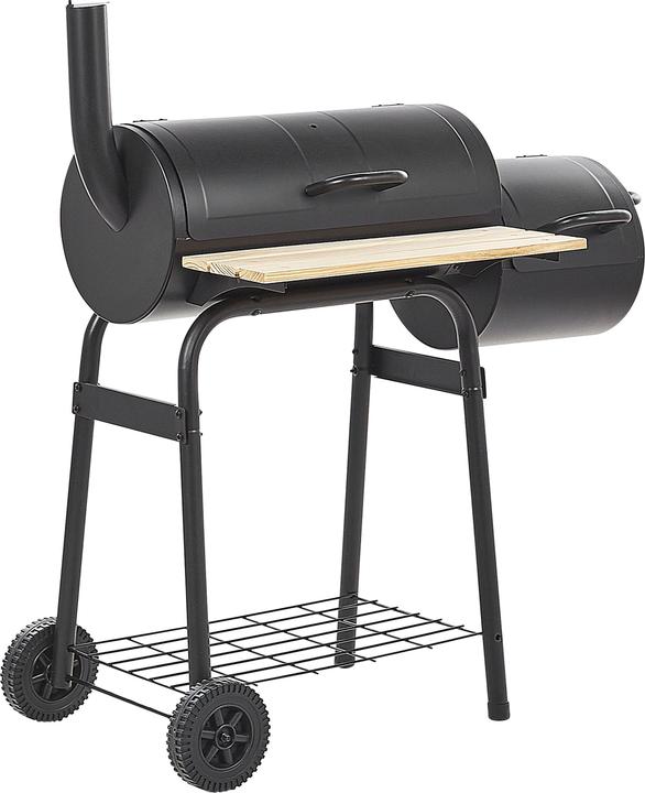 Produktbild Beliani Holzkohlegrill mit Räucherkammer schwarz rollbar SATAH (31 cm)