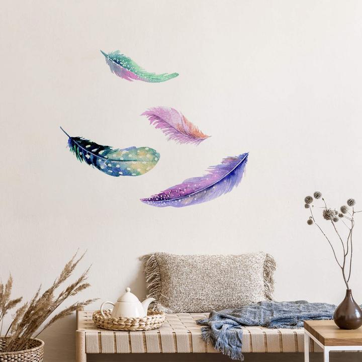 Produktbild Trenddeko Aquarell Federn 2 (30 x 31 cm, 50 x 52 cm, 40 x 41 cm, 60 x 62 cm, 70 x 73 cm)