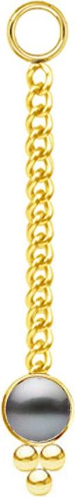 Star Piercing Anhänger vergoldet Kette mit Anhänger Perle schwarz drei Kugeln (ohne Messing, Chirurgenstahl 316L)