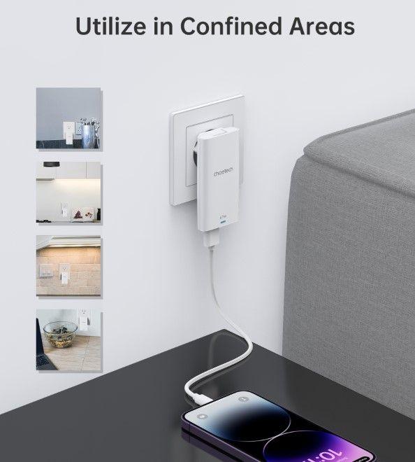 Productafbeelding Choetech USB-C en USB-A GaN snelle oplader (65 W)