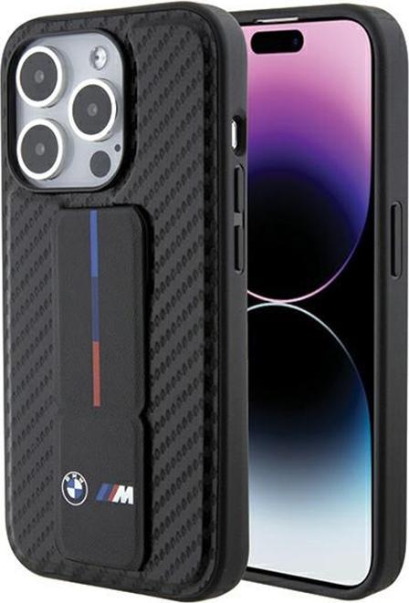 Produktbild BMW BMHCP15LGSPCCK iPhone 15 Pro 6.1" czarny/black hardcase Grip Stand Smooth & Carbon (Apple iPhone 15 Pro)